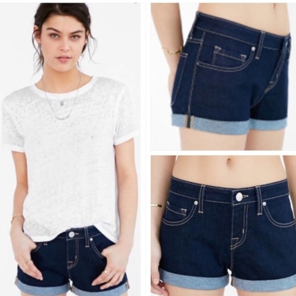 Urban Outfitters BDG Dark Denim Mid Rise Shortie - Picture 1 of 10